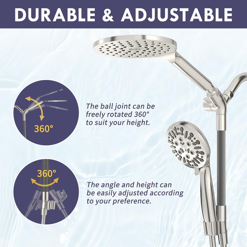 HOWUWEY Dual Shower Heads with Handheld Spray Combo, 7.5" High
