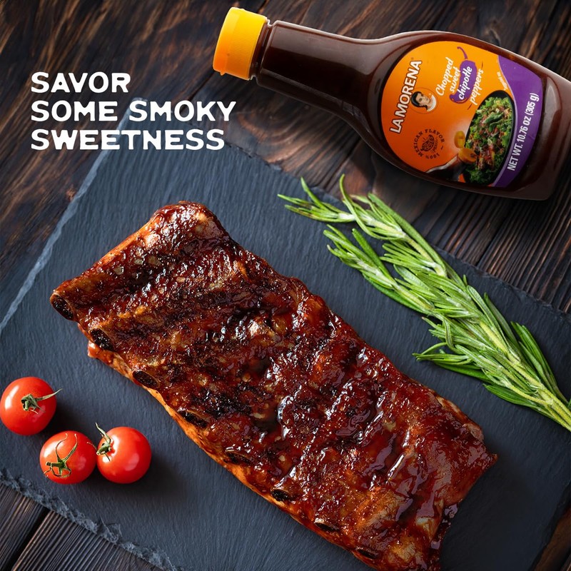 La Morena Chopped Sweet Chipotle Peppers Dressing, Ideal for Salsas,