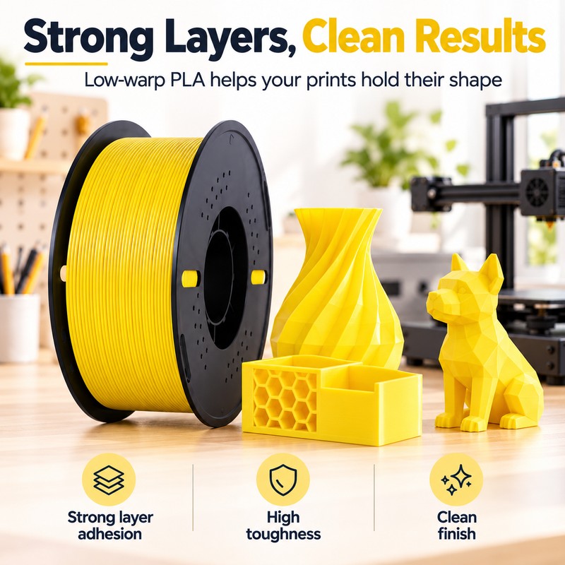 1KG 3D Printer Filament for FDM Printing – 1.75mm Yellow