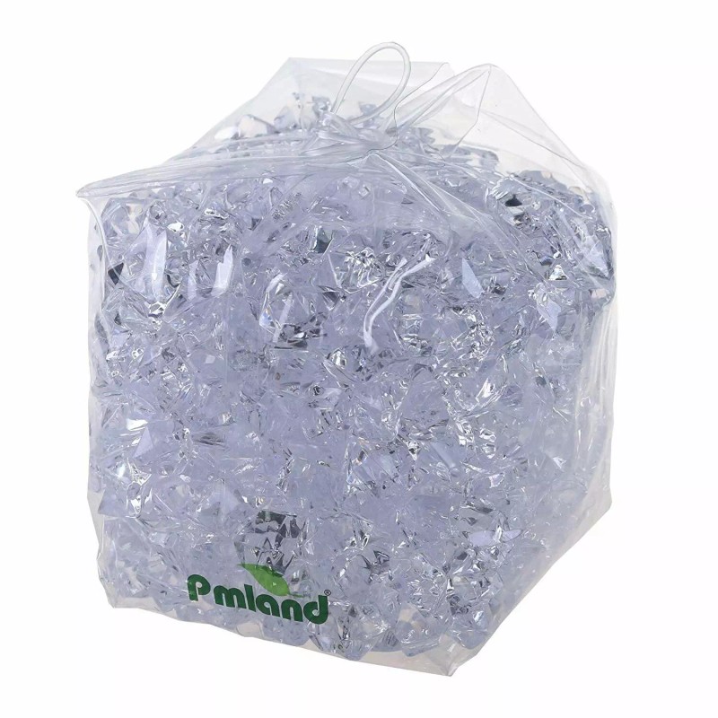 PMLAND Clear Acrylic Ice Rocks Crystals Cubes Gems 3lbs Bulk