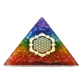 Large Orgone Pyramid | Onxy Chakra Pyramid Crystal | Lotus Flower of Life Orgonite Pyramid | Organ Pyramids Positive Energy Healing