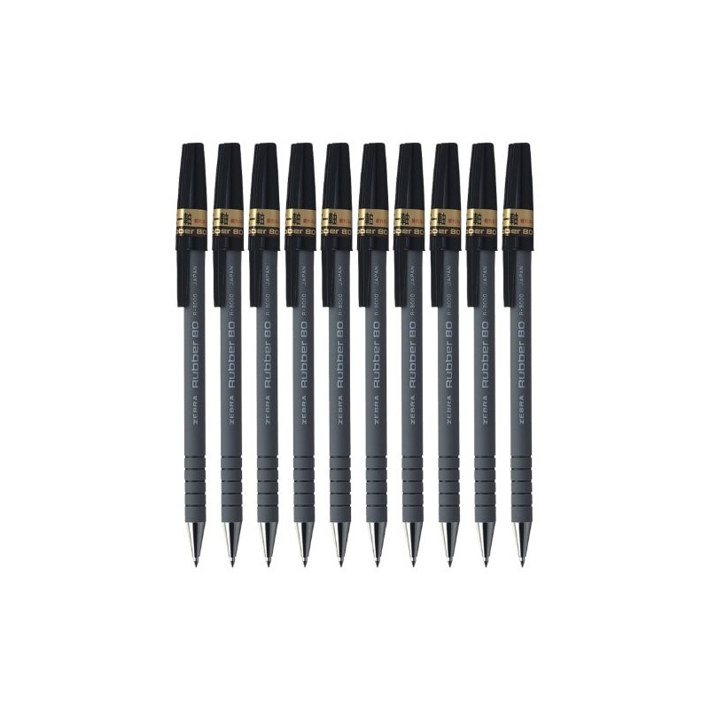 ゼブラ 油性ボールペンラバー80 0.7mm 黒 【10本セット】