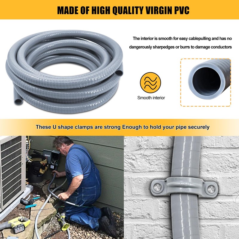 Wocloer 1/2 inch 150 Foot Liquid-Tight Conduit and Connector Kit,