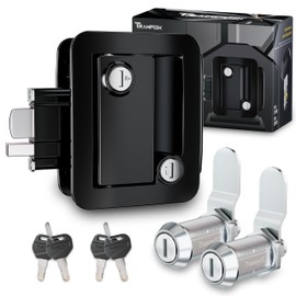 TrampgiK RV Door Lock,1 Camper Door Lock with Storage Locks Combo, for Trailer Entrance Front Door,+ 2pcs Storage Locks, 1 1/8Inch Size, Crome,All Keyed Alike