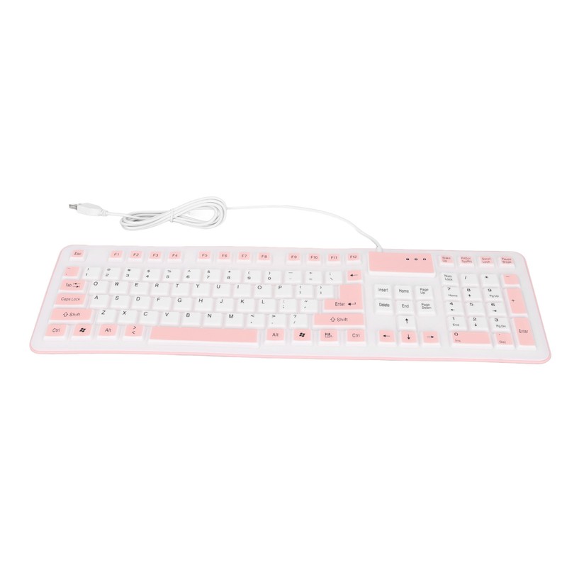 Foldable Silicone Keyboard 106 Keys Waterproof Dustproof Foldable USB Wired