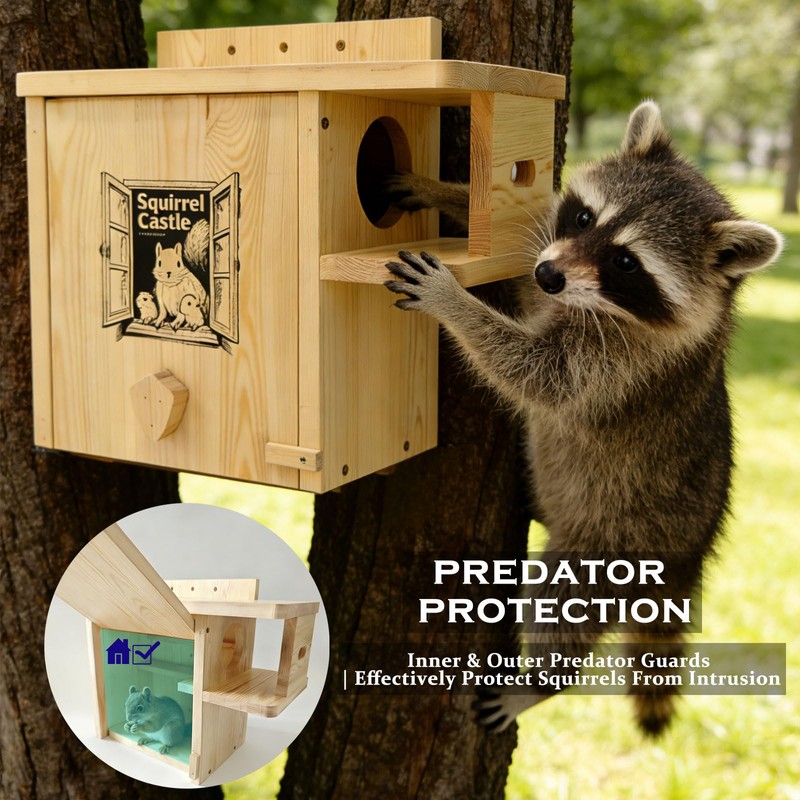 Firmlly Extra Large Outdoor Squirrel House, Wooden Nesting Box