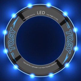TOSY Flying Ring - 12 LEDs, Super Bright, Lost Mode, Auto Light Up, Safe & Soft, Waterproof, Lightweight, Birthday, Camping Toy, Easter Gift for Kid/Boy/Girl