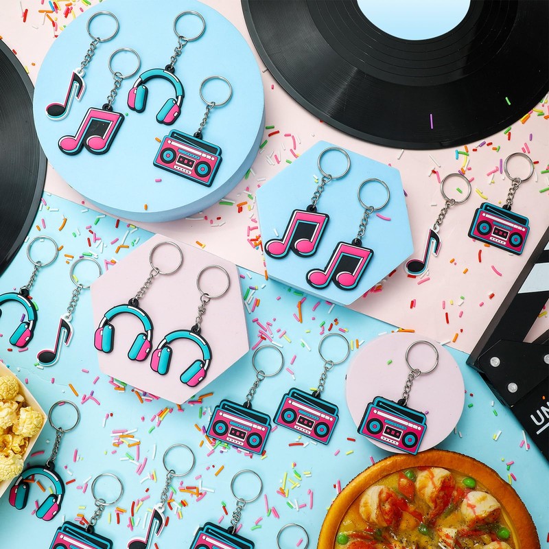 Fumete 128 Pcs Music Party Favors Keychain Piano Note Silicone