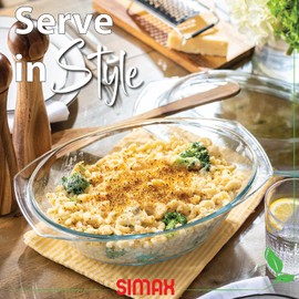 Simax Clear Oval Shaped Glass Casserole with Tight Fitting Lid – Heat, Cold and Shock Proof – Made in Europe – Oven, Freezer and Dishwasher Safe – 3 Quart (Plus 1.4 Quart Lid) Glass Baking Dish