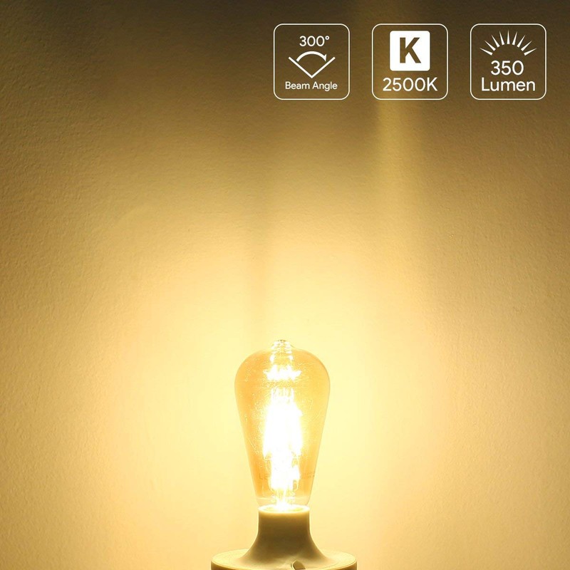 LE ST64 E26 Vintage Edison LED Bulbs, Dimmable, 4W 350