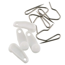 E-outstanding 50 Sets White Plastic Traverse Rod Slides Rail Glider and Metal Curtain Hooks Window Curtain Accessories