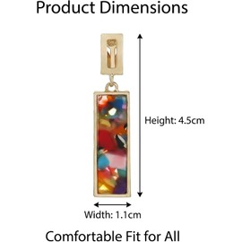2 pares de aretes colgantes con clip para mujer, geomtricos rectangulares no perforados, aretes de resina clsico con clip dorado, ligeros, cmodos, juego de aretes no necesita piercings