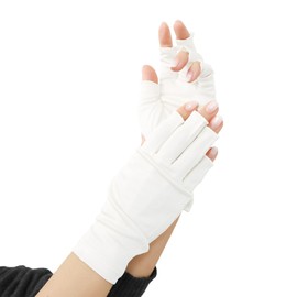 SILKMONDO Women's Silk Gloves, 100% Natural Silk, Fingerless, One Size Fits Most, Hand Care, Rough Hands, Dried, UV Protection, UV Protection, Sunburn, Night Gloves, Cold Protection, Bicycle,