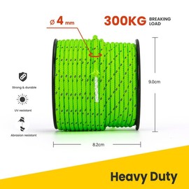 BROTREE Tent Guy Rope 4mm 30m Reflective Guy Line Heavy Duty Guide Rope with 6Pcs Aluminum Tensioners for Tent Gazebo Awning Camping (Neon Green)