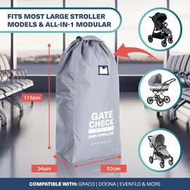 Baby Buggy Travel Bag for Airplane Gate Check in – Easy to Carry & Identify at Airport Baggage Carousel - 100% Protection & Waterproof - Great Storage Solution for Baby Strollers & Pushchairs.