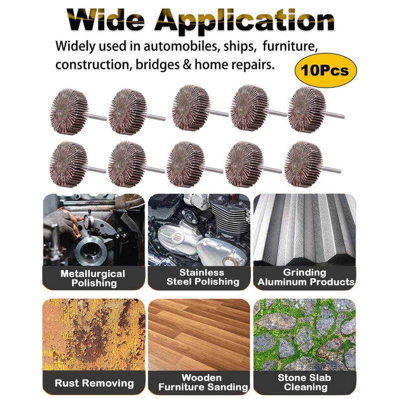 Rocaris 10 Pack Flap Wheel, 120 Grit for Rotary Tools，1/8