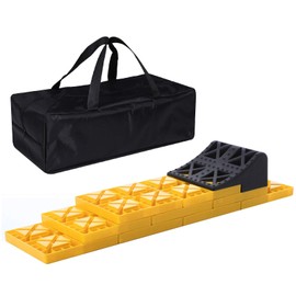 Homeon Wheels 10 Packs Rv/Camper Leveling Blocks, Chocks Anti-Slip Pads Design Include One Wheel Chock and Carrying Bag for Camper Travel Trailer
