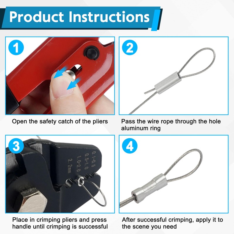 Fishing Crimping Tool Kit, Crimping Pliers with 500pcs Aluminum Crimp