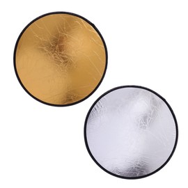 TEHAUX 2Pcs Photography Light Reflector Gold Silver Collapsible Disc for Outdoor Photography Durable Portable Photo Prop for Travel and Studio Use