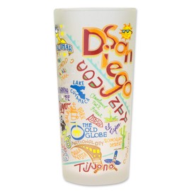 catstudio San Diego Drinking Glass | Geography Inspired Artwork Printed on a Frosted Cup