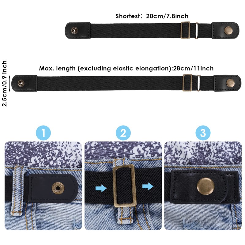 Lusofie 2pcs No Buckle Belt Women，Belt Elastic Comfortable Invisible Belt