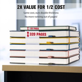 OFFIGIFT 5 Pack College Ruled Notebook, 312 Numbered Pages Thick Notebooks Bulk, 100gsm No Bleed Paper Hardcover Leather Journal, Lined Journal Notebook Set for Women Men School Office, A5, Multicolor