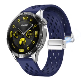 LYSMVIVI Sport Watch Band 18mm 19mm 20mm 22mm Quick Release Silicone Magnetic Sweatproof Breathable Watch Band for Men Women, Soft Silicone Sport Watch Strap - Navy Blue