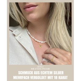 Brandlinger ® Women's Necklace 925 Sterling Silver Shell Chain Summer Holiday Chain 18K Gold Plated Jewellery for Women and Girls Chain Length Adjustable 40-45cm, Yellow Gold