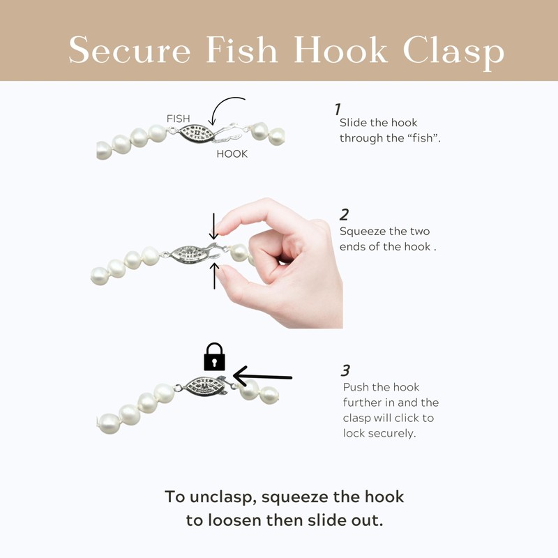 Luster & Gray Real Pearl Necklace AAA Quality White 5-6