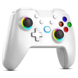 Diswoe Controller for Switch/Switch Lite/OLED/PC, Pro Controller for Switch, Controller for Switch Wireless with 7-Colour RGB LEDs Wake Up Function, Turbo, Gyro Axis, Adjustable, Vibration, Screenshot