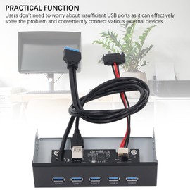 5.25 Inch Front Panel Hub, 5 Ports USB 3.2 GEN1 Optical Drive Front Panel USB Hub 19PIN, USB3.2 GEN1 x 5 Internal USB Hub for 8, 10, 2003, for OS X, for Linux Systems