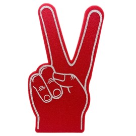 Giant Foam Finger 18 Inch- Peace Foam Hand for All Occasions - Cheerleading for Sports - Exciting Vibrant Colors use as Celebration Pom Poms- Great for Athletics Local Sport Events Games (Red)