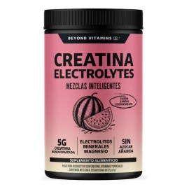 Creatina Monohidratada en Polvo con Electrolitos y Ciclodextrina | Pre Workout - Efervescente | Disuelve rápido -Con Scoop Dosificador - Creatine Monohydrate Pre Entreno - Gym Sandía