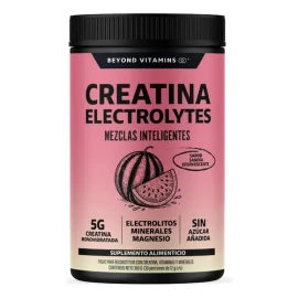 Creatina Monohidratada en Polvo con Electrolitos y Ciclodextrina | Pre Workout - Efervescente | Disuelve rápido -Con Scoop Dosificador - Creatine Monohydrate Pre Entreno - Gym Sandía