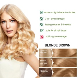 GURKOOYD Blonde Hair Dye Shampoo, Hair Color Shampoo for Women Men, Brown Hair Shampoo, Champu Para Pintar el Cabello, Colors Hair in Minutes, Gentle and Effective, 16.90 Fl Oz