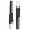 2pcs Professional Salon Teasing Back Combs, Black Carbon Comb