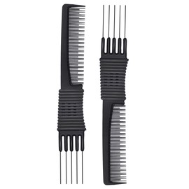 2pcs Professional Salon Teasing Back Combs, Black Carbon Comb