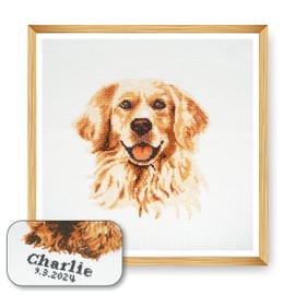 Trimits Large Cross Stitch Kits - Counted Embroidery Needlework for Adults Beginners Kids, Christmas Gifts Wall Art (Frame Not Included), 11 Count, Golden Lab Retriever