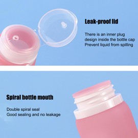 Hinourisha Silikon Reiseflaschen Set 90ml, Silikon Reiseflaschen Set 4 Stück Travel Essentials Nachfüllbare Reisegröße Flaschen Auslaufsicher Reise Container Shampoo Creme Spülung, Reise Gadgets