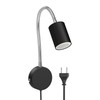 ledscom.de Waika Reading Light with Gooseneck Plug Switch Matte Black