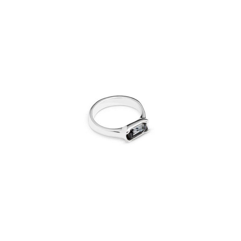 UNOde50 Sterling Silver Plated Metal Alloy Ring with Grey Faceted