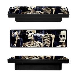 4 Pack Cool Dark Skeletons Kitchen Cabinet Knobs Rectangle Decorative Knobs Cabinet Closet Drawers Dresser Pull Handle for Men Women Bedroom Office Art Exhibition Hall