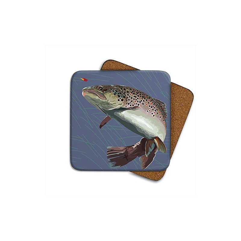 Brown Trout - Set of 4 Coasters - Leslie Gerry
