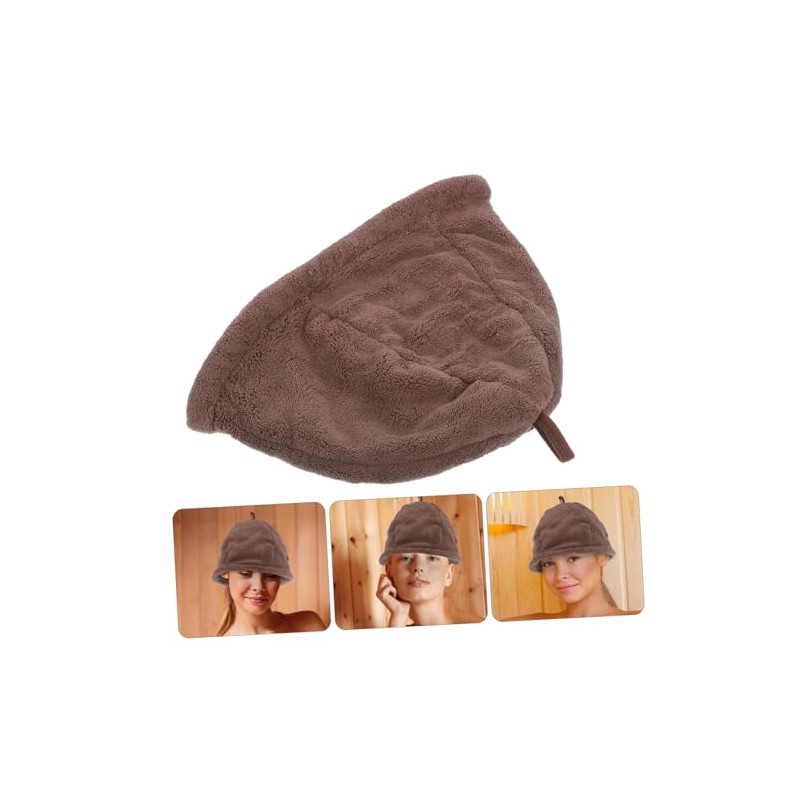 Sombrero Gorro Baño Coral Fleece Sauna Color Café Portátil Secado