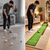 Golf Putting Mat with Wooden Automatic Ball Return, 2-Hole Indoor