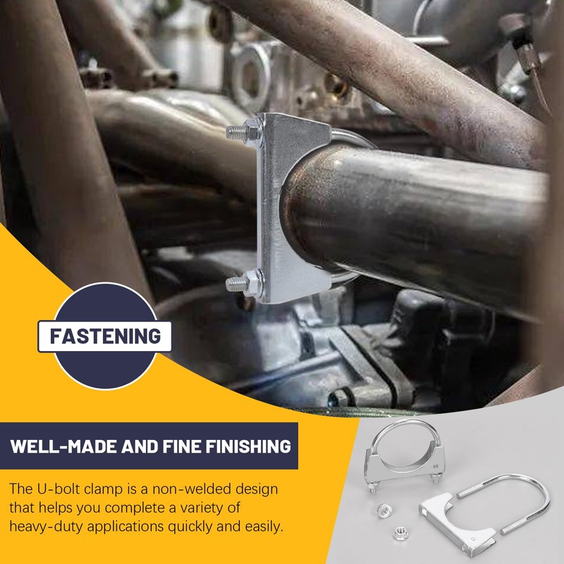 Mardatt 2 pieces 2-1/2 inch (63 mm) exhaust U clamp,