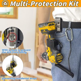 otuiaim Clip-on Tool Belt Clip + 160 cm Anti-Drop Extendable Tool Strap - Ultimate Tool Safety and Comfort Set - 304 Stainless Steel Belt Holder & 5 kg Load Capacity Safety Lead
