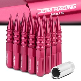 60mm Aluminum M12 x 1.5 6-Point 20mm OD Pink 20 Lug Nuts with 63mm Caps Set Adapter, Pink