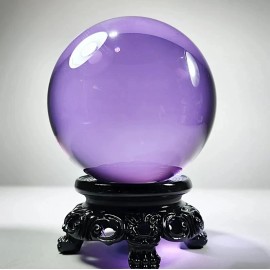 110mm Purple Extra Large Crystal Ball, Violet Fortune Telling Ball, 4.3 Inch - W/ Black Ornate Base