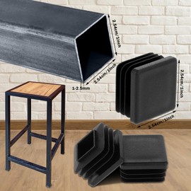 Aster 16 Pack Plastic Hole Plugs, 1 Inch(25mm) Square Tube End Cap, Black Post End Cap Square Tubing Plug for Metal Tubing, Fences, Glide Protection From Chair Legs, Furniture and Floors